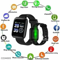 ID116 Plus Smart Fitness Tracker Color Screen Smartwatch - Black, Free