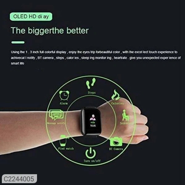ID116 Plus Smart Fitness Tracker Color Screen Smartwatch - Black, Free