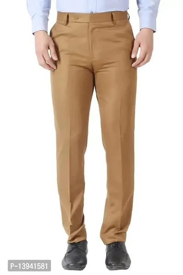 MALENO Men's Slub Effect Solid Trouser - Buddha Gold, 28