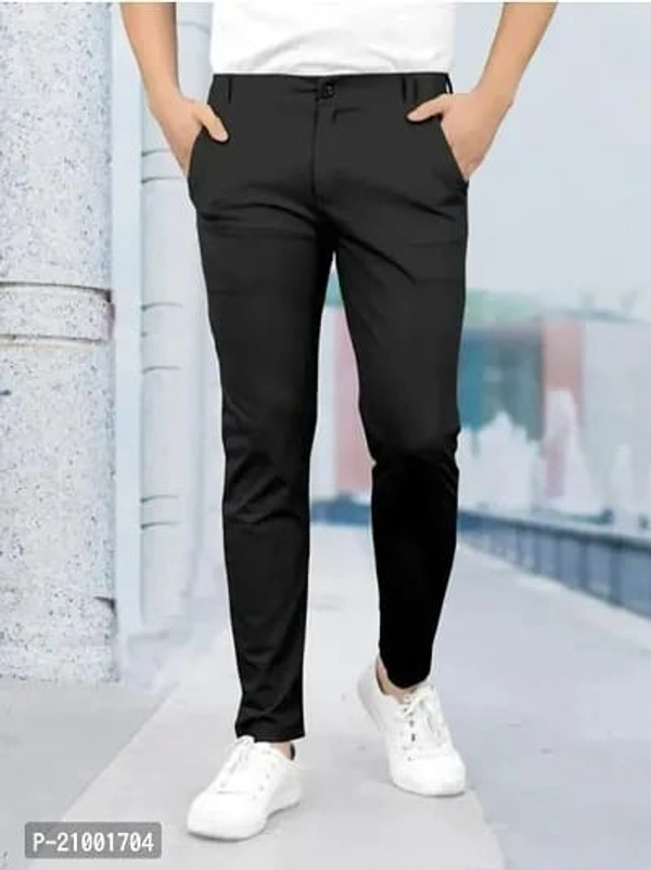 Stylish Lycra Solid Stretchable Formal Trouser For Men - Black, 28