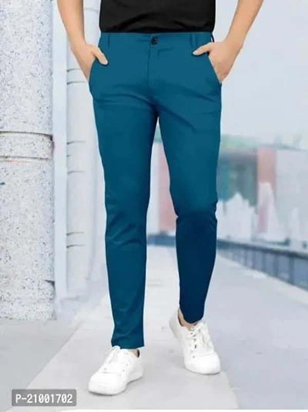 Stylish Lycra Solid Stretchable Formal Trouser For Men - Lochmara, 28