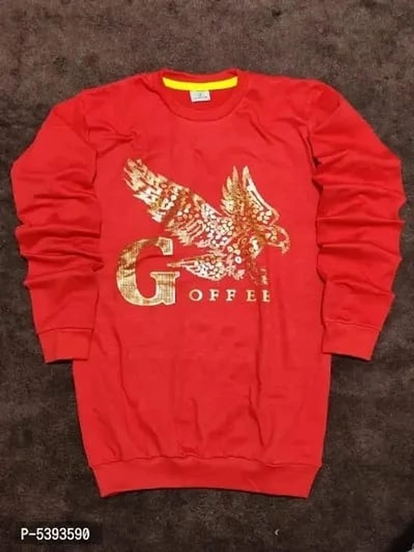 Full Sleeves Cotton Printed Men T-shirts - Bright Red, XL