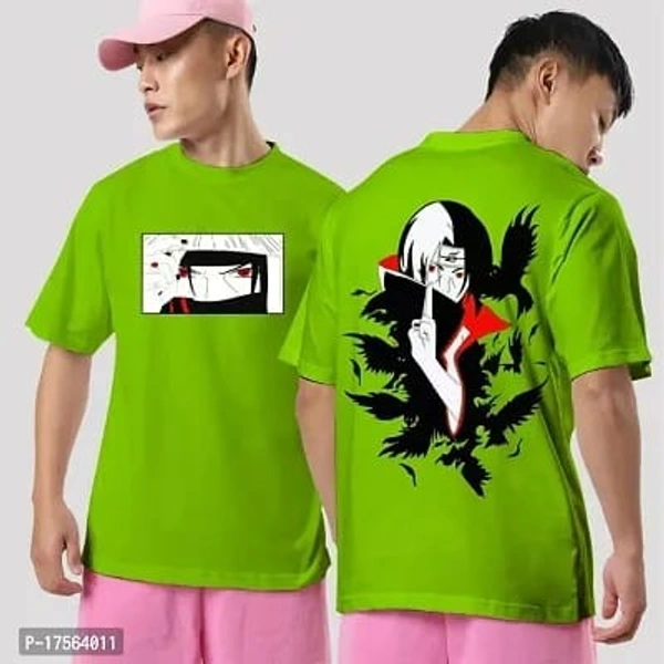 Oversized Printed Cotton Round Neck Tees for Men - M, L, XL , XXL, Green