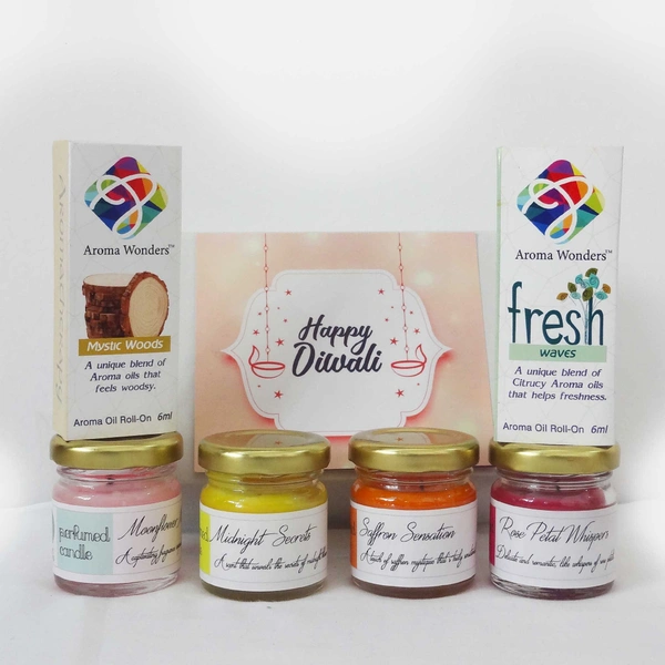 4 Premium Perfume Candles and 2 Aroma therapy Oil Roll-ons - 4PC2AO