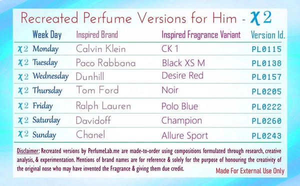 His X2 - A Perfume A Day Set - 7 x 9ml EDP