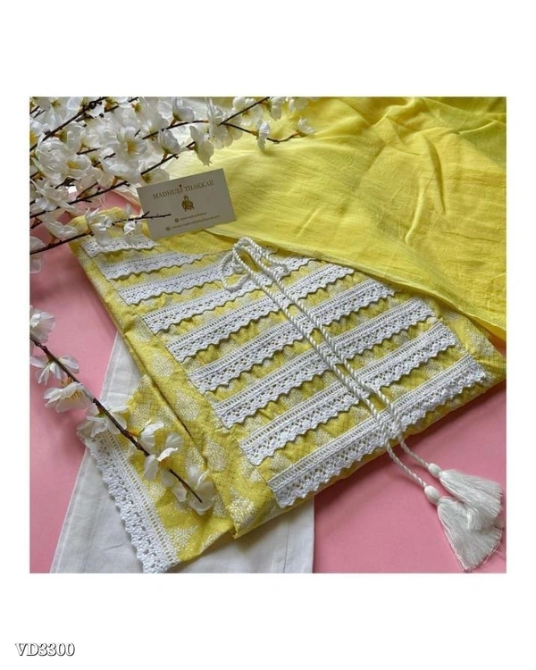New Jaipuri Kurti With Pant Dupatta 3 Piece Full Set* - XL, Yellow π