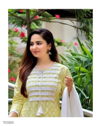 New Jaipuri Kurti With Pant Dupatta 3 Piece Full Set* - XXL, Yellow π