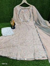 Premium Heavy Rayon Kurti Pant With Dupatta* - M, Peach 🍑