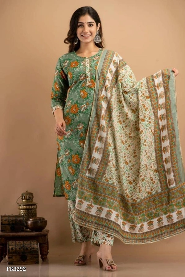 Party Look Kurti With Pant And Dupatta* - M