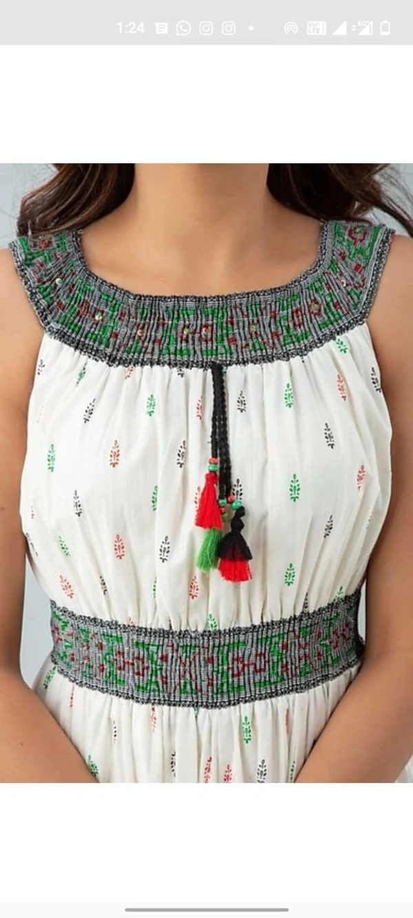 Beautiful Heavy Reyon Fabric Printed Gown Consite work/ Bobin Elastic - XXL