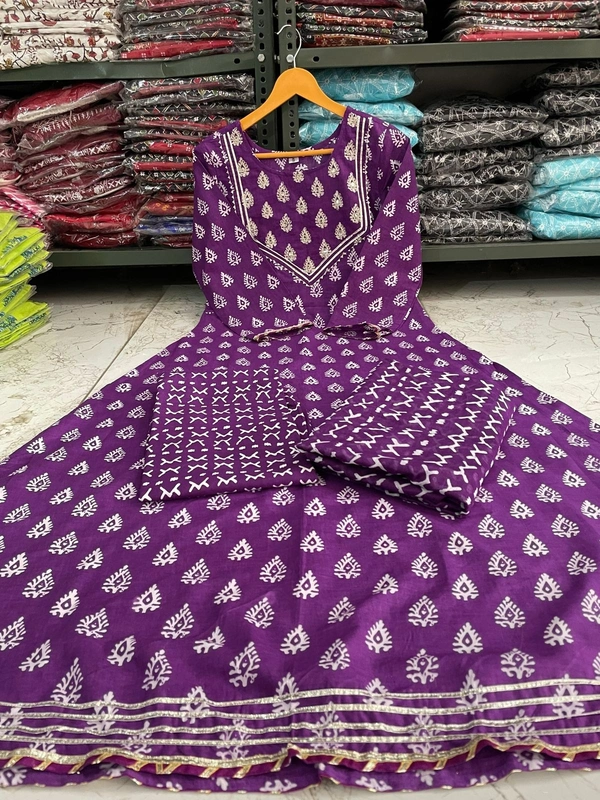 Lomg Flair Kurti With Pant* - Purple, M