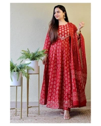 Lomg Flair Kurti With Pant* - Purple, M