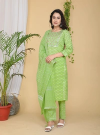 Premium Quality Beautiful Kurta Pant And Dupatta Set* - L