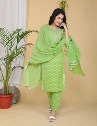 Premium Quality Beautiful Kurta Pant And Dupatta Set* - L