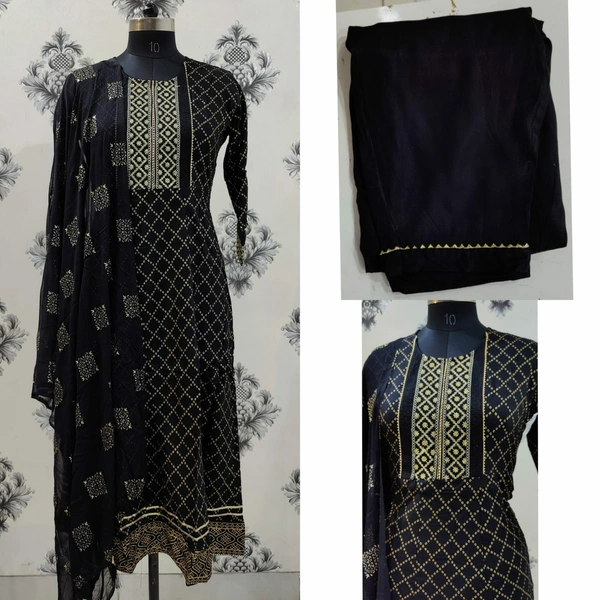 💫Hot Black Anarkali Kurta with Pant and Dupatta🦋 - XXXL