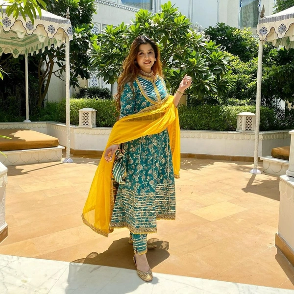 beautiful dress for special occasion full flair cotton anarkali kurti with gota work - XXL