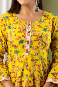 Anarkali kurti with pant and mulmul duppatta - L