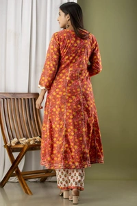 Anarkali kurti with pant and mulmul duppatta - L