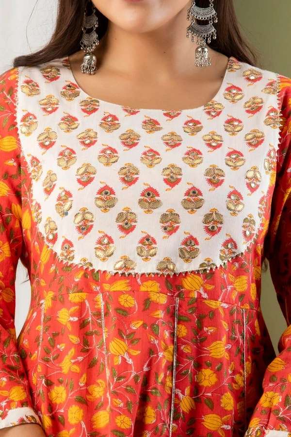 Anarkali kurti with pant and mulmul duppatta - L