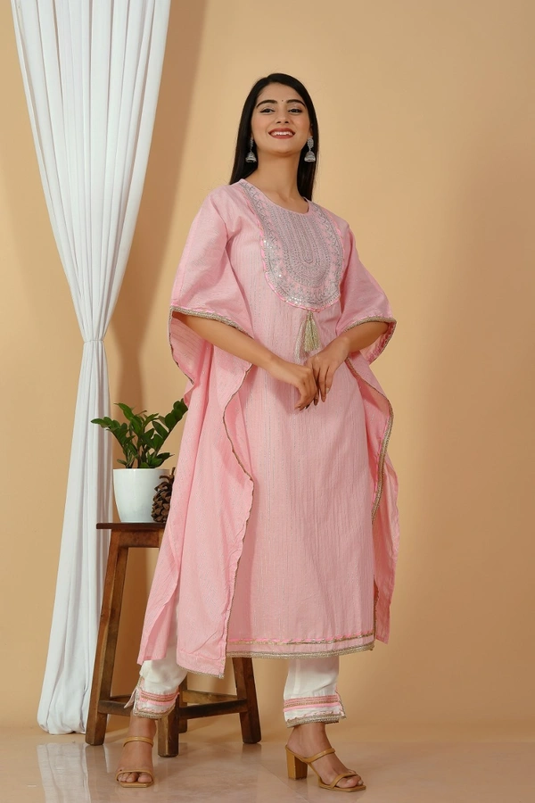 👗Cotton lurex fabric best quality neck heavy sequence embroidery work nd full gotta lesh work 🥰 - M