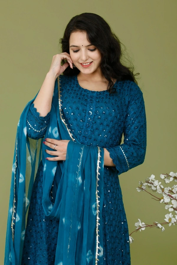 NEW LAUNCH 👗PARTY GOWN WITH DUPATTA - M, Blue