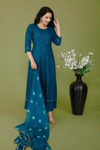 NEW LAUNCH 👗PARTY GOWN WITH DUPATTA - M, Blue