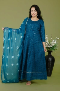 NEW LAUNCH 👗PARTY GOWN WITH DUPATTA - L, Blue