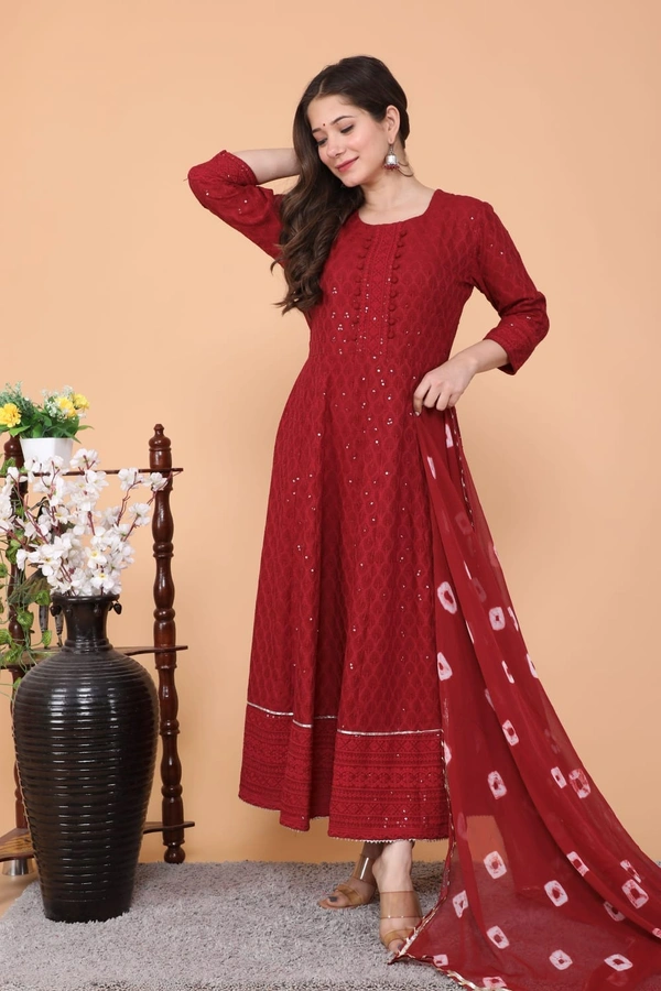 NEW LAUNCH 👗PARTY GOWN WITH DUPATTA - XL, Red