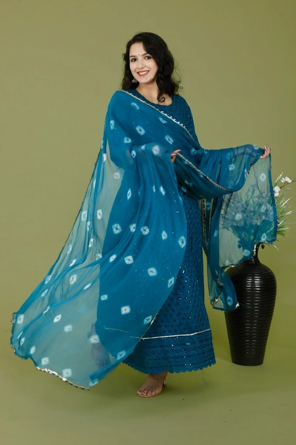NEW LAUNCH 👗PARTY GOWN WITH DUPATTA - XXXL, Blue