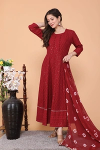 NEW LAUNCH 👗PARTY GOWN WITH DUPATTA - XXXL, Red