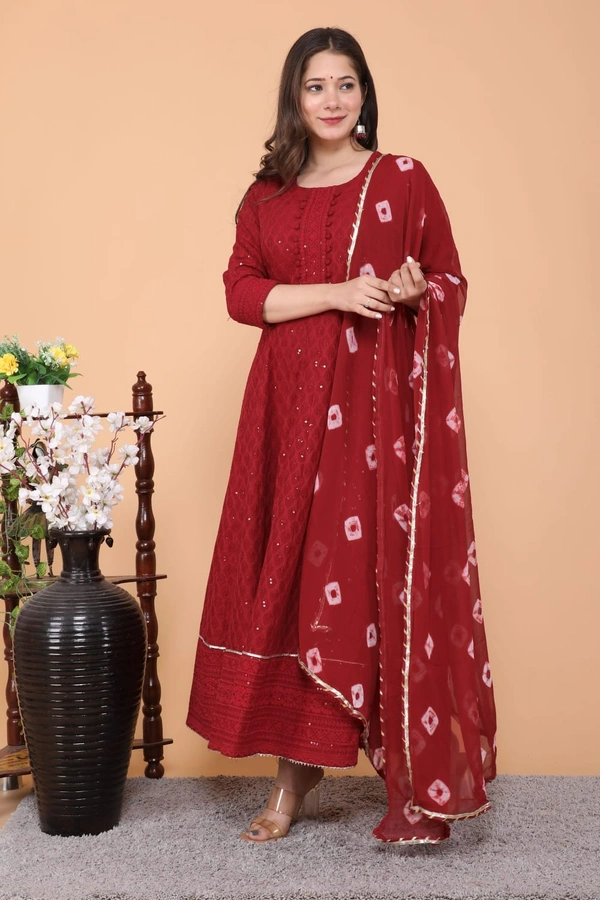 NEW LAUNCH 👗PARTY GOWN WITH DUPATTA - XXXL, Red