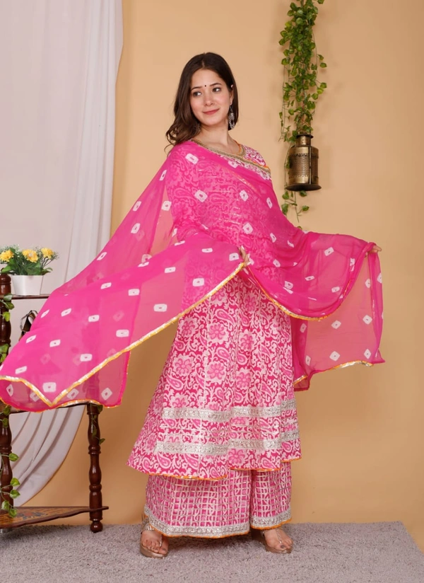 Full GOTTA WORK ANARKALI STYLE KURTI WITH FULL FLAIR SKIRT STYLE PLAZO - XXXL