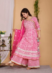 Full GOTTA WORK ANARKALI STYLE KURTI WITH FULL FLAIR SKIRT STYLE PLAZO - XXXL