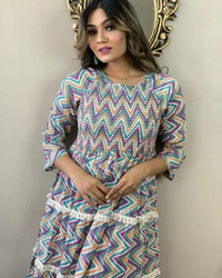 👗 Beautiful cotton 60 60 Fabric gown style kurti - L