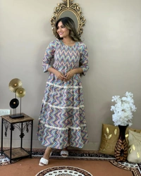 👗 Beautiful cotton 60 60 Fabric gown style kurti - L