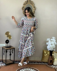 👗 Beautiful cotton 60 60 Fabric gown style kurti - L