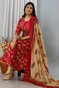 PREMIUM COTTON ANARKALI KURTI WITH DOORI & HAVY EMBROIDERY ZARI SEQUENCE - M