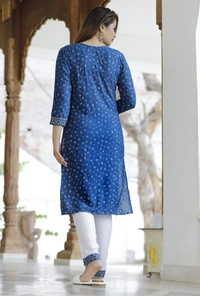 👗Rayon fabric kurti with pant and dupatta - Blue, L