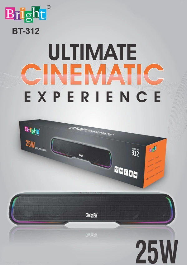 Bright Bluetooth Speaker 25Watt ultimate cinimatic experience FM Redio