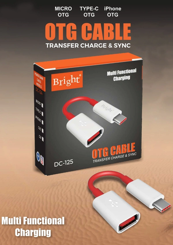 Bright OTG Type C Cable Muti Functional Charging - Red