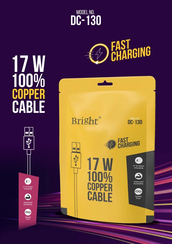 Bright 17Watt Type Micro Fast Charging Cable - White