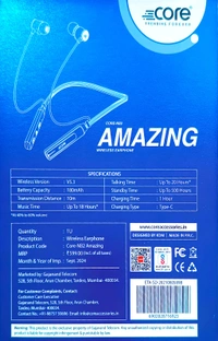 Core AMAZING Wireless Earphone 18Hour Music Play Time - Gray