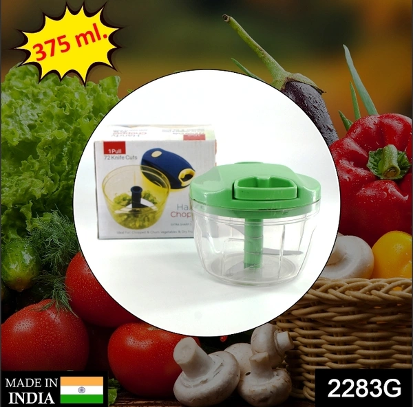 2283G MANUAL GREEN MINI PLASTIC FOOD CHOPPER WITH EXTRA SHARP BLADES (375 ML)