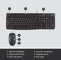 Logitech MK120 Wired USB Keyboard and Mouse Set for Windows, Optical Wired Mouse, Full-Size Keyboard, USB Plug-and-Play, Compatible for PC, Laptop - Black - 10AM- 08PM