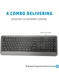 HP Stylish Ultra-Slim Design Bluetooth Keyboard and Mouse Set with Enhanced Multimedia Experience & Spill Resistance Technology and Supports Windows 8/10 Android 5.0+ MAC OS 9.0+ Apple iOS 13+ (Black) - 10AM-08PM