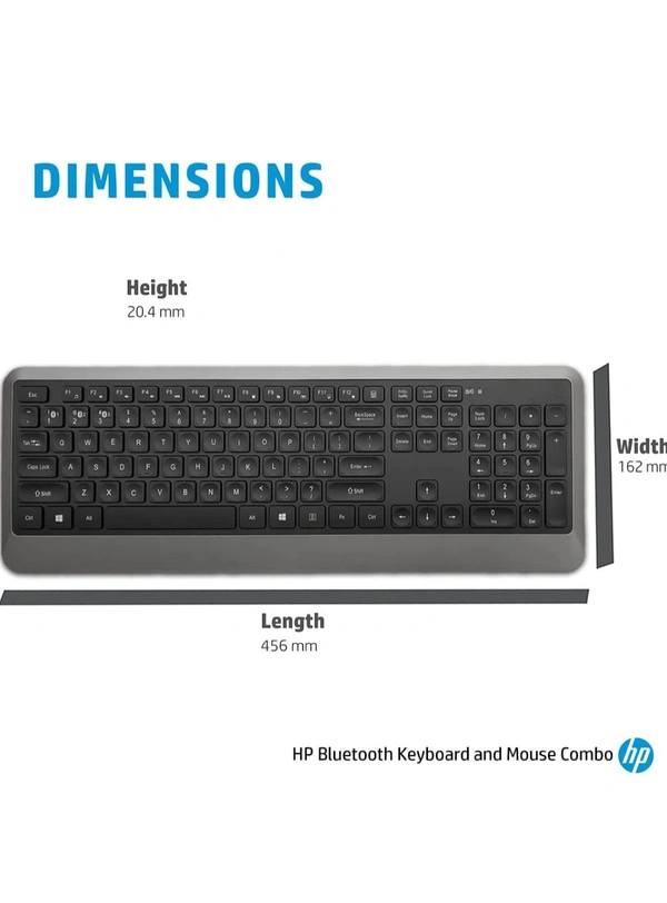 HP Stylish Ultra-Slim Design Bluetooth Keyboard and Mouse Set with Enhanced Multimedia Experience & Spill Resistance Technology and Supports Windows 8/10 Android 5.0+ MAC OS 9.0+ Apple iOS 13+ (Black) - 10AM-08PM