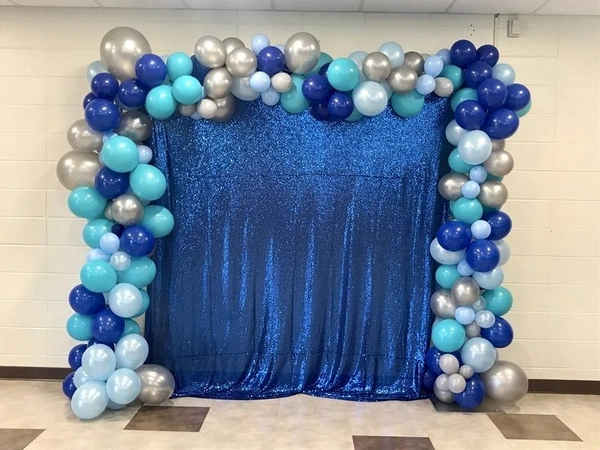 Arch With Shiney Backdrop (Color Varient Available) - Blue with Silver