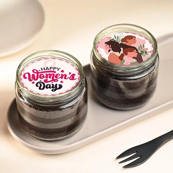Womens Day Theme Chocolate Poster Jar Cakes - 200 ml