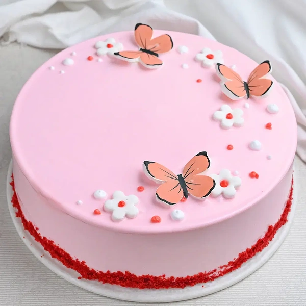 Butterfly N Flowers Red Velvet Cake - 2 Kg