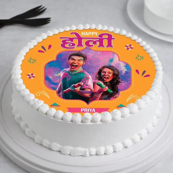 Happy Holi Photo Cake - 500 Gm